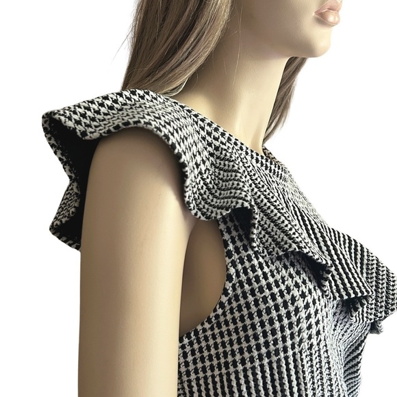 Anthropologie Dolan Ruffled Asymmetrical Houndstooth Top Blouse Shirt Tank - Picture 5 of 15